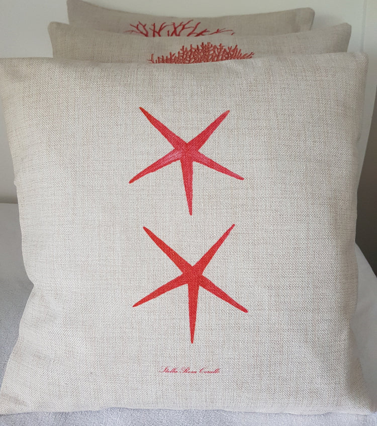 Hamptons Coastal Linen Blend CORAL Cushion Cover 40cm