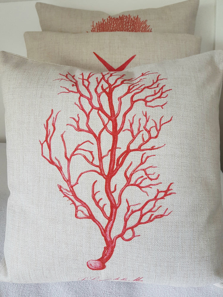 Hamptons Coastal Linen Blend CORAL Cushion Cover 40cm