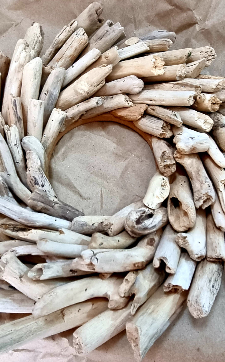 Coastal Natural Driftwood Round Sun Wall Art Door Wreath 40cm