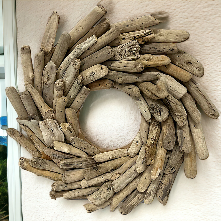 Coastal Natural Driftwood Round Sun Wall Art Door Wreath 40cm