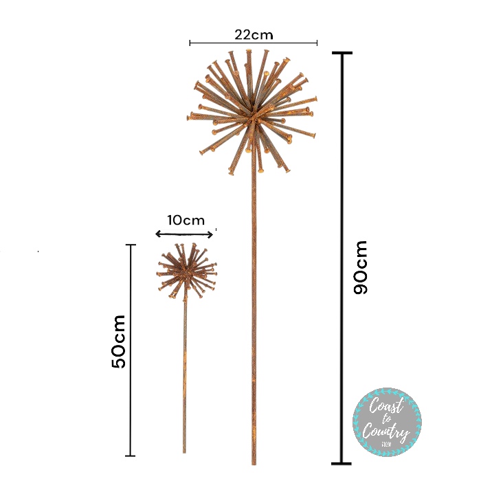 Rusty Metal Dandelion - set 2 90/50cm