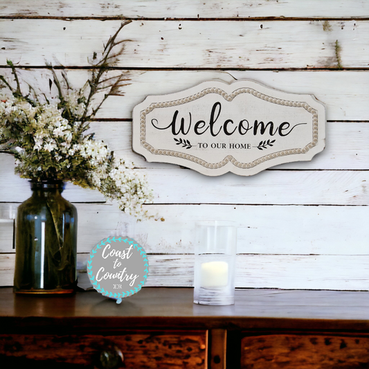 Hamptons French 'WELCOME' Distressed Sign 48cm long