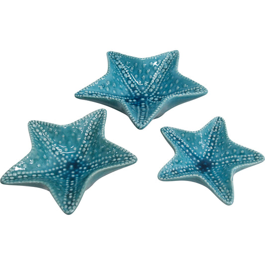 Coastal Ceramic Starfish Glazed Trinket Tray Bowls