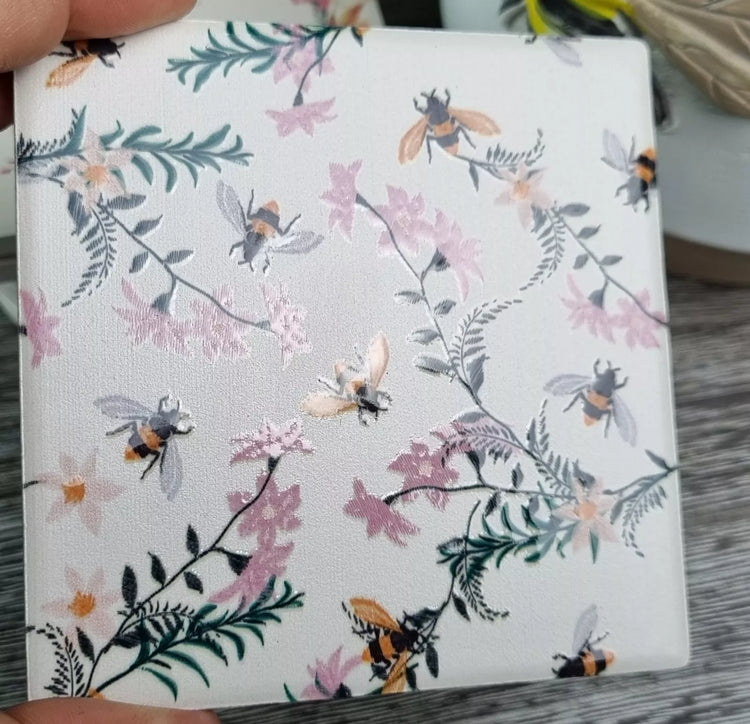 Honey Bees ceramic coaster set 4