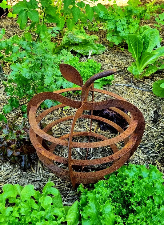 Rusty Apple and Pear Garden Art Ornament Sculptures