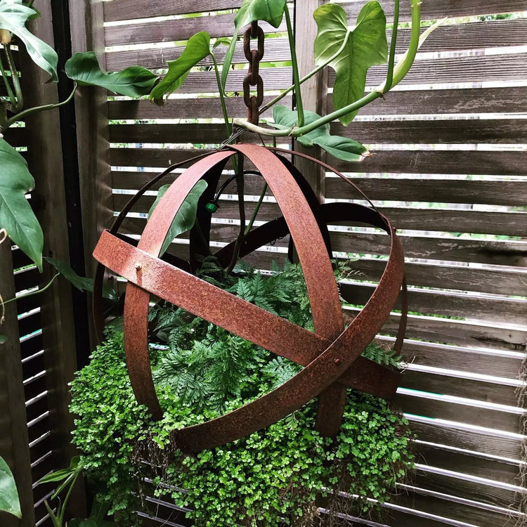 Rustic Metal Ball Orb Spheres - Rusty Garden Art Sculpture