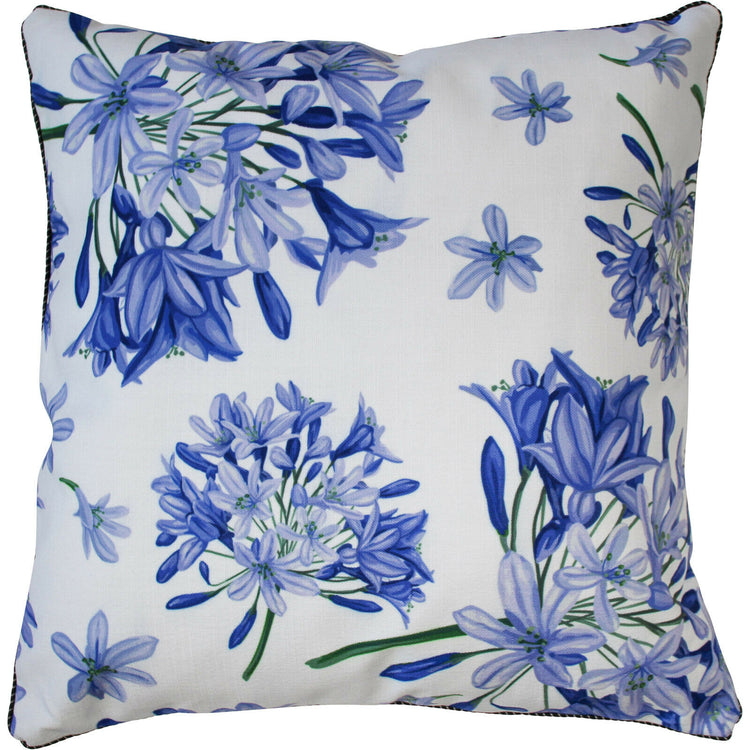 Hamptons Agapanthus Woven Linen Look Cushion Pillow 50cm + Insert French Decor