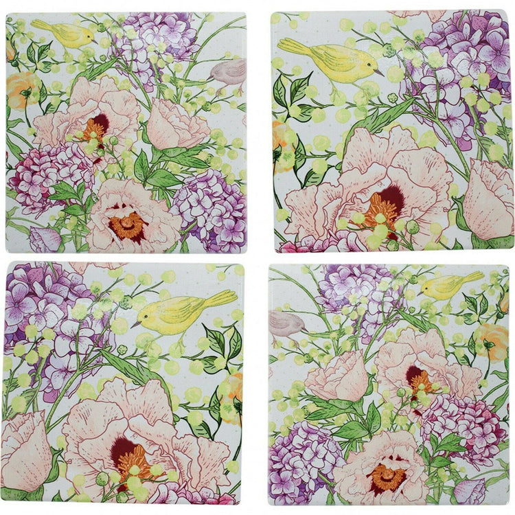 Spring Flowers ceramic Coaster set of 4 French Provincial