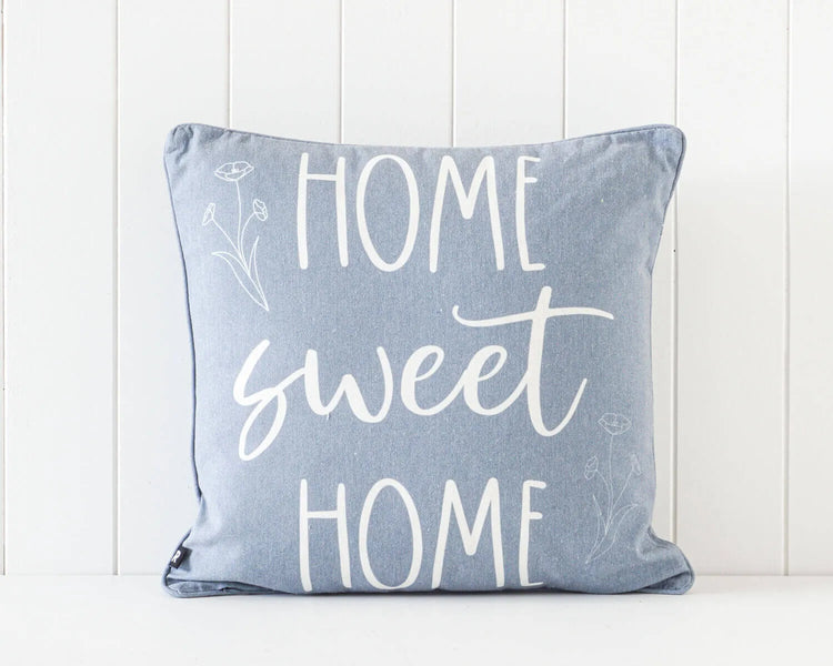 Home Sweet Home Accent Cushion Scatter Pillow 45cm + Insert. Grey or Beige