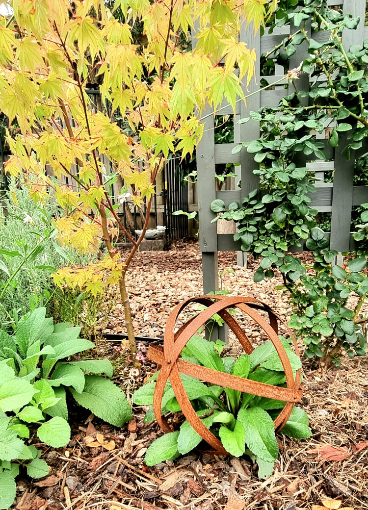 Rustic Metal Ball Orb Spheres - Rusty Garden Art Sculpture