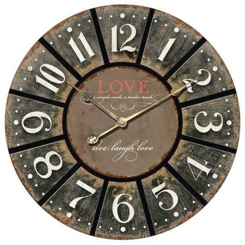 New French Wall Clock 60cm Black Love Provincial Country Distressed Rustic Chic