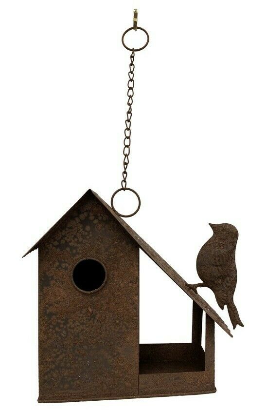 Rustic Garden Art Birdhouse/covered Feeder