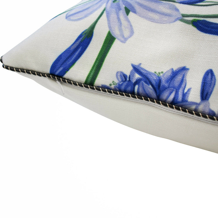 Hamptons Agapanthus Woven Linen Look Cushion Pillow 50cm + Insert French Decor