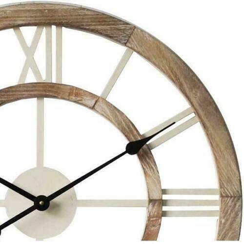 Hamptons Coastal Large Floating Wooden Wall Clock 60cm French Country Scandi