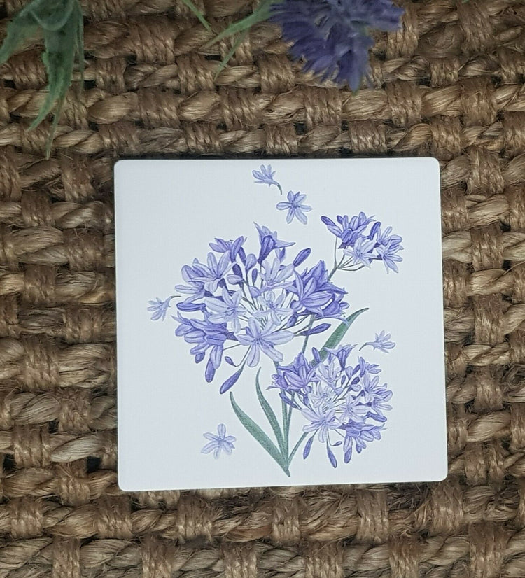 Agapanthus ceramic Coaster set 4 Floral Hamptons French Provincial Farm Country Decor