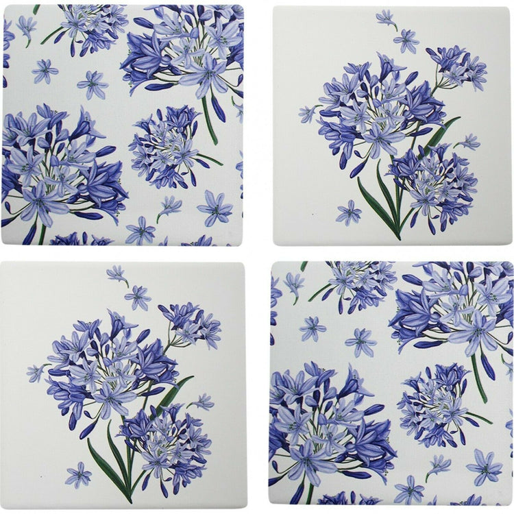 Agapanthus ceramic Coaster set 4 Floral Hamptons French Provincial Farm Country Decor