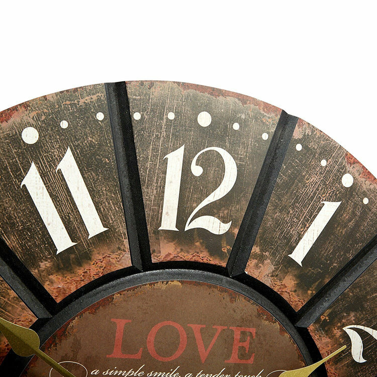 New French Wall Clock 60cm Black Love Provincial Country Distressed Rustic Chic