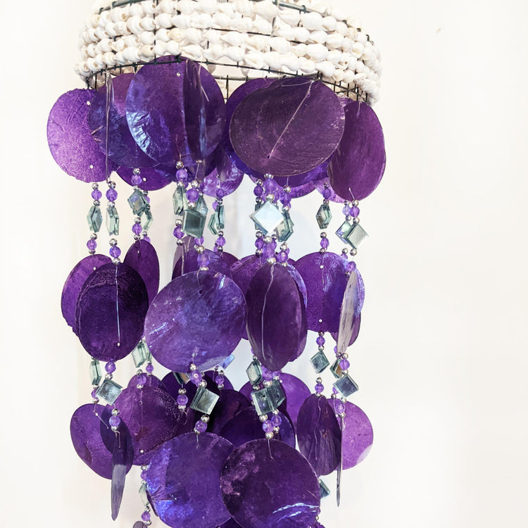 Coastal Shell & Capiz Purple Hanging Windchime 70cm