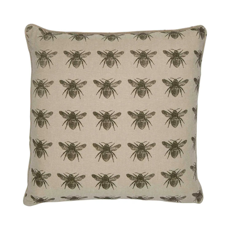 French Honey Bee Accent Cushion 45cm + Insert. Olive or Pale Blue