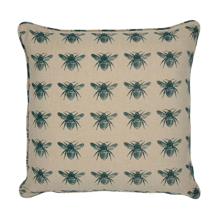 French Honey Bee Accent Cushion 45cm + Insert. Olive or Pale Blue