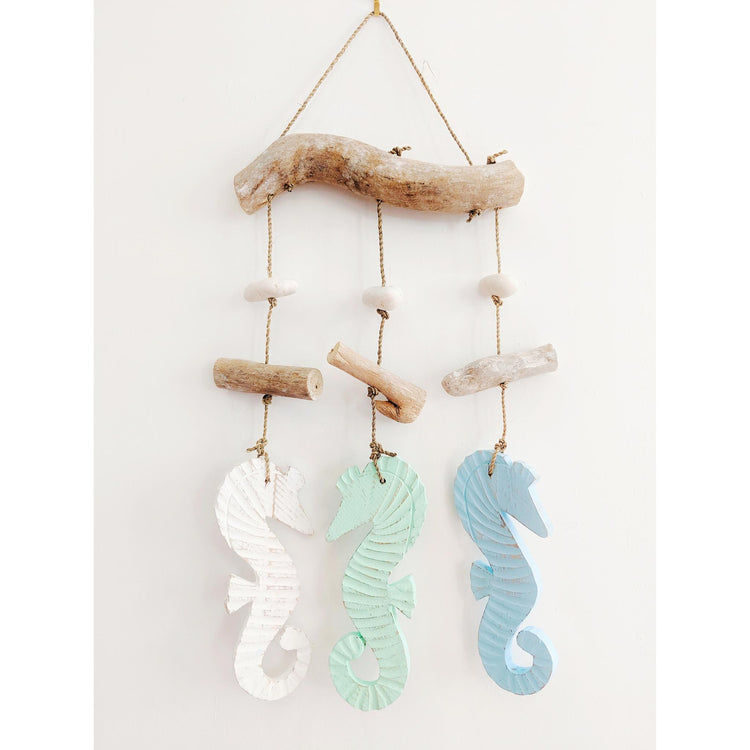 Coastal Driftwood Sea Horse Hanging Garland Mobile 60cm