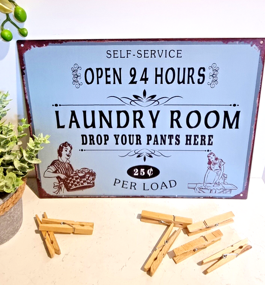 Metal LAUNDRY ROOM Sign Vintage look Distressed Plaque 33x25cm