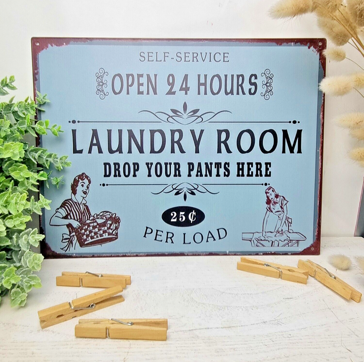 Metal LAUNDRY ROOM Sign Vintage look Distressed Plaque 33x25cm