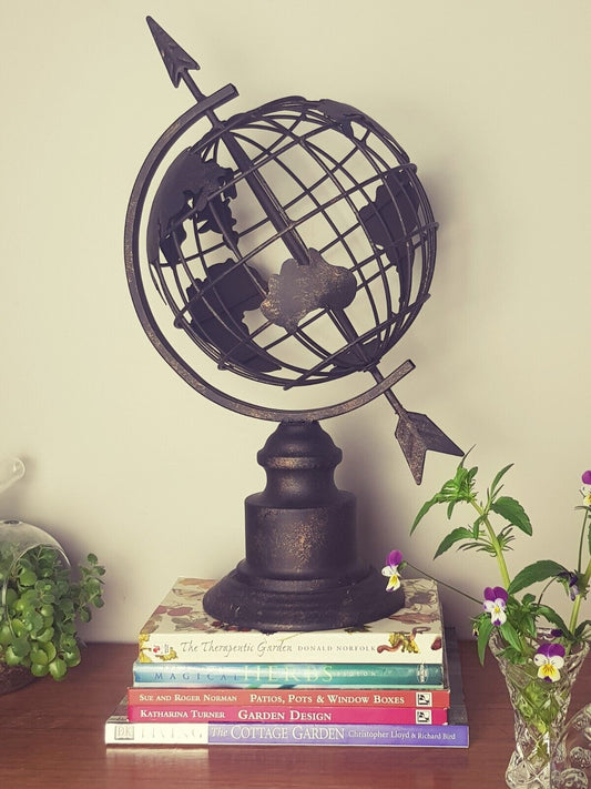 Globe with Arrow Metal Ornament 40cm